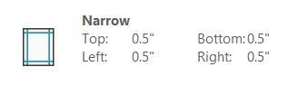 If you set your margins to be 0.5" all around, you would say these are ____ margins-example-1