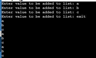 g Write a program that keeps asking the user for new values to be added to a list-example-1