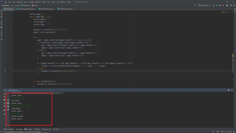 LAB: Praising dates Complete main() to read dates from input, one date per line. Each-example-1