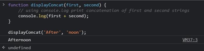 Declare and define a function called displayConcat that displays the concatenation-example-1