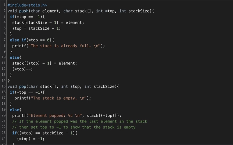 write a c program to insert and delete values from stack( to perform pop and push-example-2