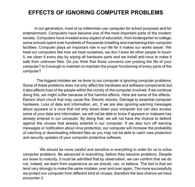 Effects of disregarding to ignoring computer problems-example-1