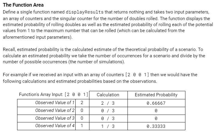 Define a single function named displayResults that returns nothing and takes two input-example-1