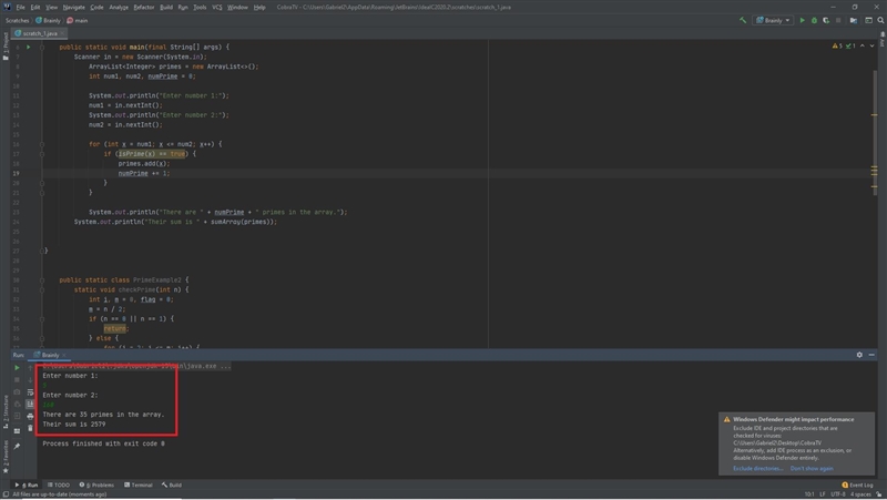 Sum of Primes JAVA project read 2 strings from the command line; each string will-example-1