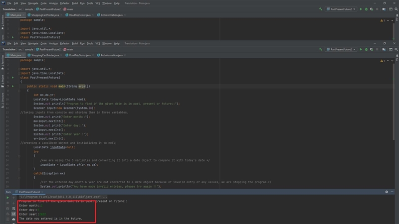 Use the web to learn how to use the LocalDate Boolean methods isBefore(), isAfter-example-2