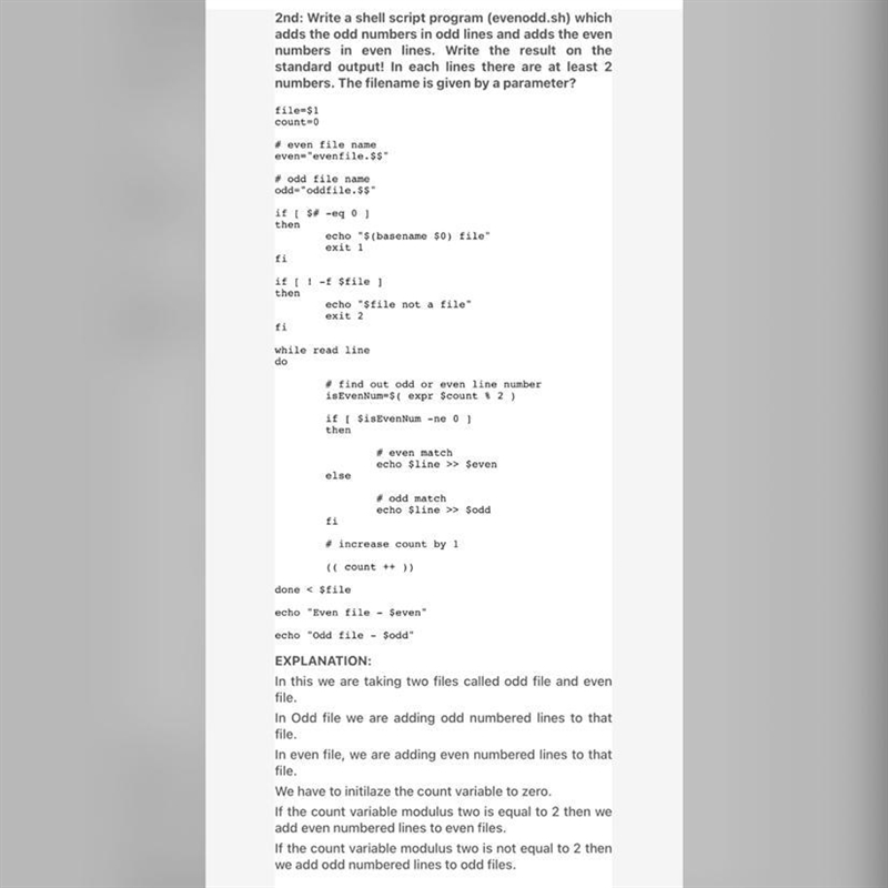 Write a shell script program (evenodd.sh) which adds the odd numbers in odd lines-example-1