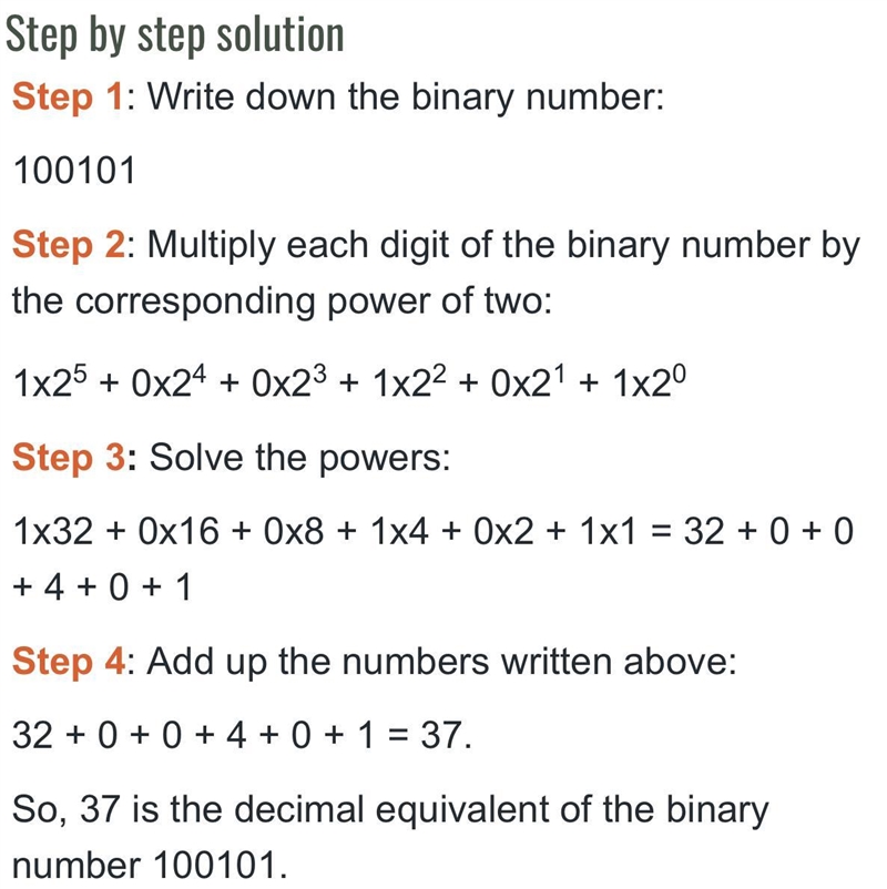 Convert the binary number 100101 to decimal. Show your solution-example-1