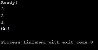 Write code that prints: Ready! numVal ... 2 1 Go! Your code should contain a for loop-example-1