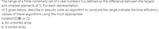 The range of a finite nonempty set of $n$ real numbers $S$ is defined as the difference-example-1