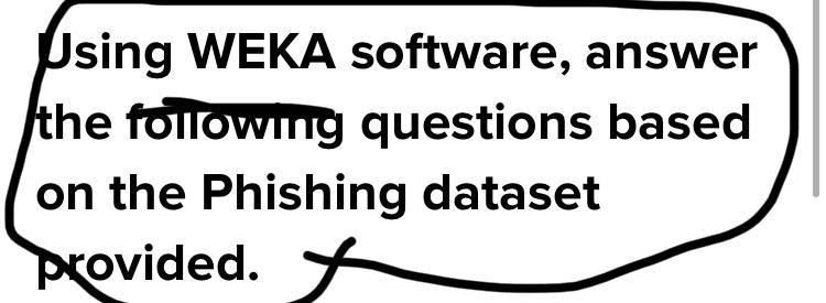 Using WEKA software, answer the following questions based on the Phishing dataset-example-1