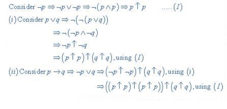 Use NAND operator to write; P or Q, and P -Q make an everyday implication sentence-example-1