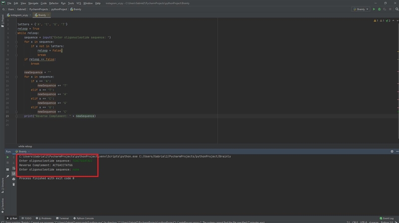 Write a program that prompts the user to enter an oligonucleotide sequence, such as-example-1