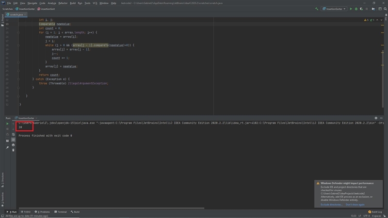 Homework: Insertion Sort Create a public class named InsertionSorter. It should provide-example-1