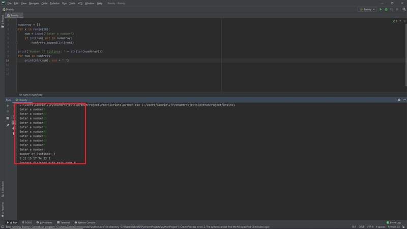 Write a program that reads in 10 numbers and displays the number of distinct numbers-example-1