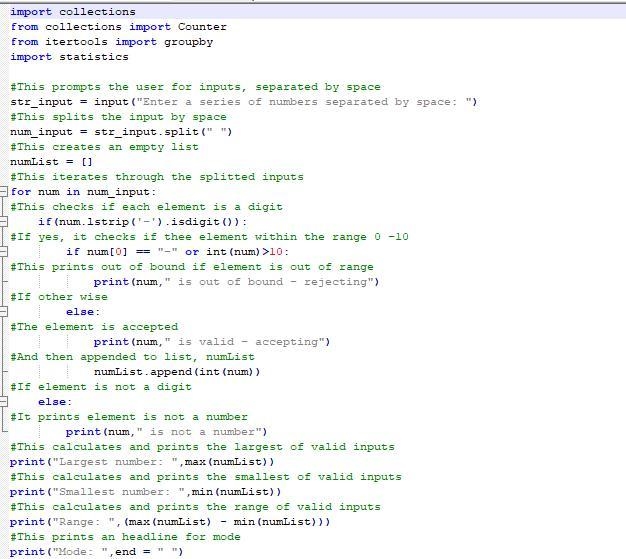 Write a program that prompts the user to enter a series of numbers between 0 and 10 asintegers-example-1