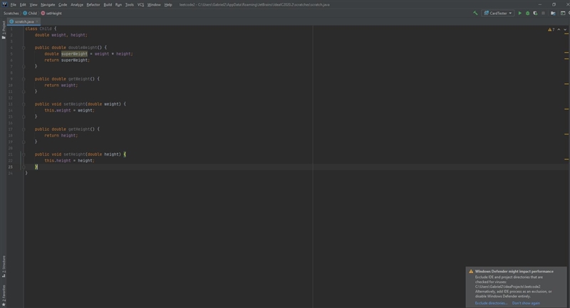 Suppose you have a class called Child with an instance data value called weight and-example-1