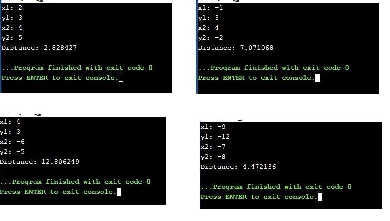 Write a C program that gets 4 integer values from the user, namely, x1, x2, y1, and-example-1