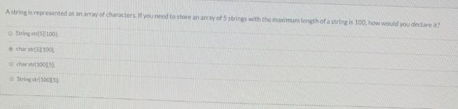 A string is represented as an array of characters. If you need to store an array of-example-1