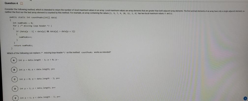 Consider the following method, which is intended to return the number of local maximum-example-1