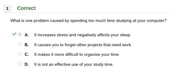 What is one problem caused by spending too much time studying at your computer? A-example-1