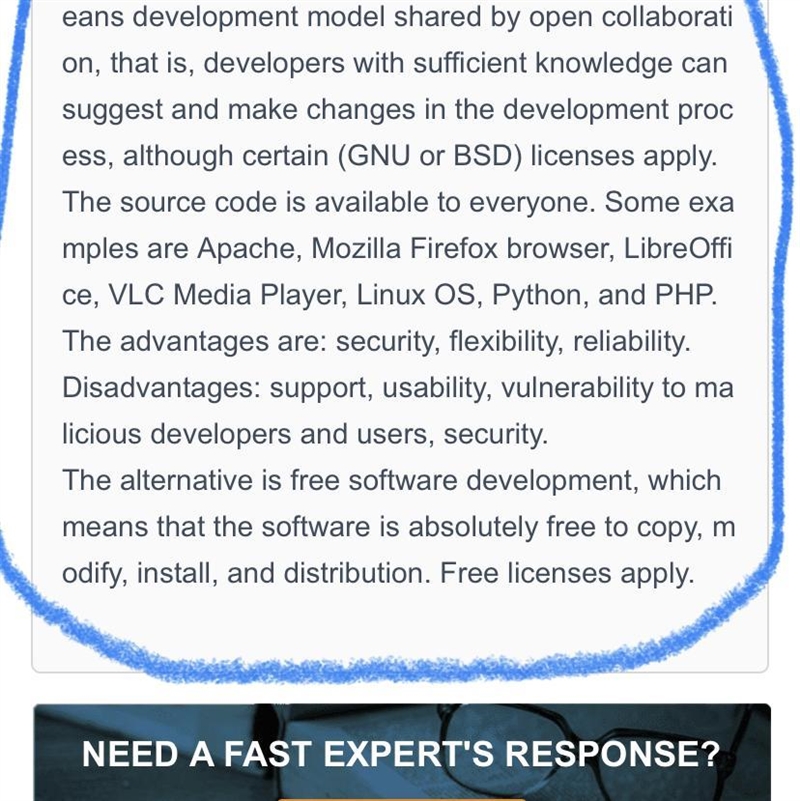 Using examples, evaluate the open source model of software development. In your discussion-example-1