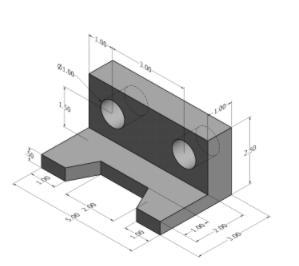 Sketch a 3-view orthographic projection of the object shown-example-1