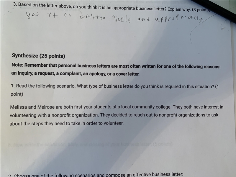 Read the following scenario what type of business letter do you think is required-example-1