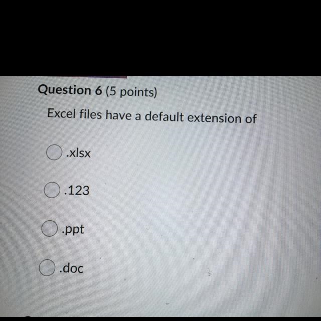 Excel files have a default extension of ?-example-1