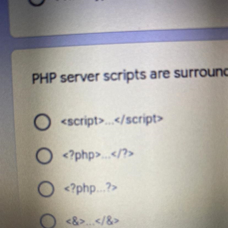 PHP server scripts are surrounded by delimiters, which? *-example-1