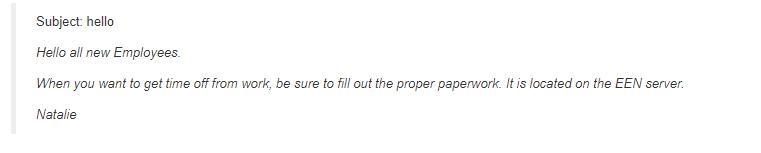 Read the following e-mail that Natalie sent. Give Natalie some advice to help her-example-1