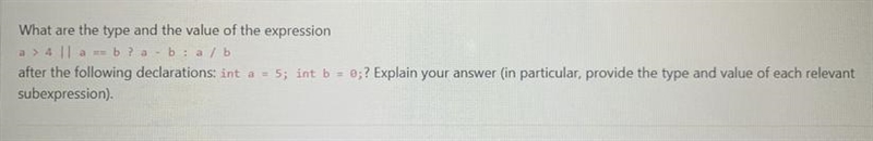 What are the type and the value of the expression a > 4 || a == b ? ab: a/b after-example-1