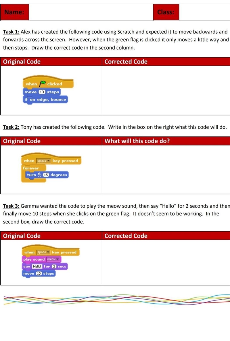 Task 1: Alex has created the following code using Scratch and expected it to move-example-1