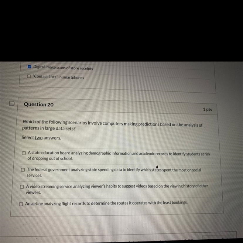 Question 20: Which of the following scenarios involve computers making predictions-example-1