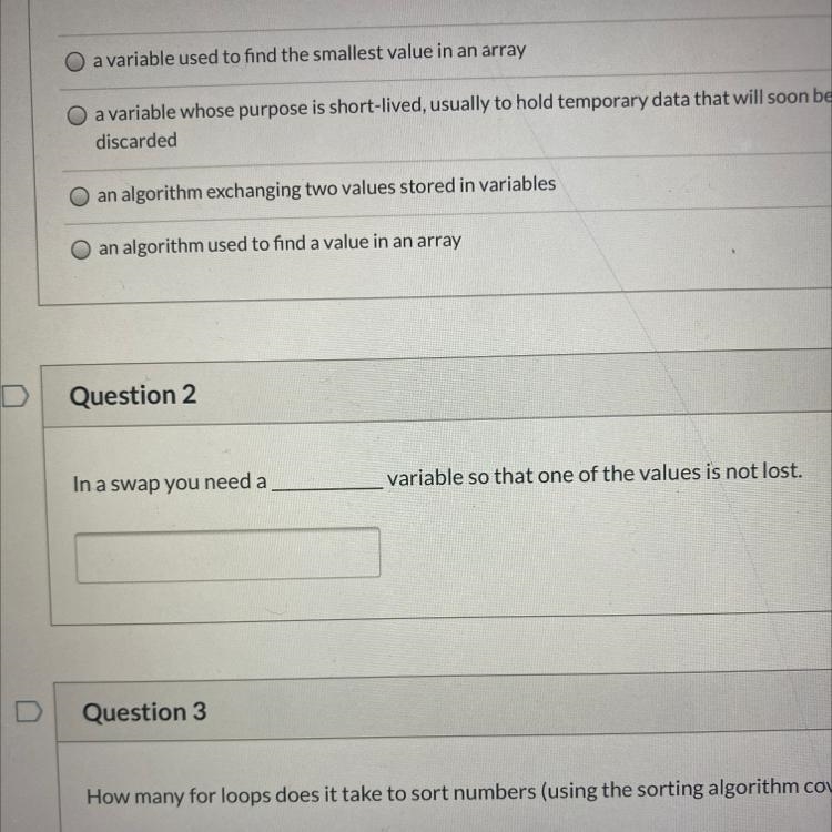 In a swap you need a variable so that one of the values is not lost ? Need help-example-1