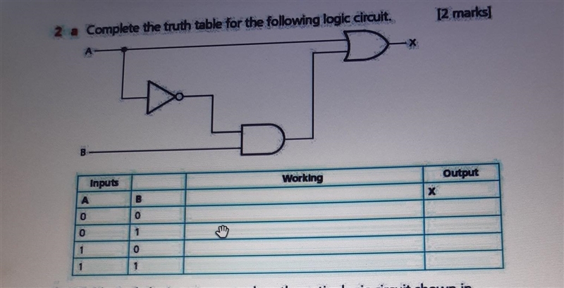 Complete the truth table for the following logic circuit. ​-example-1