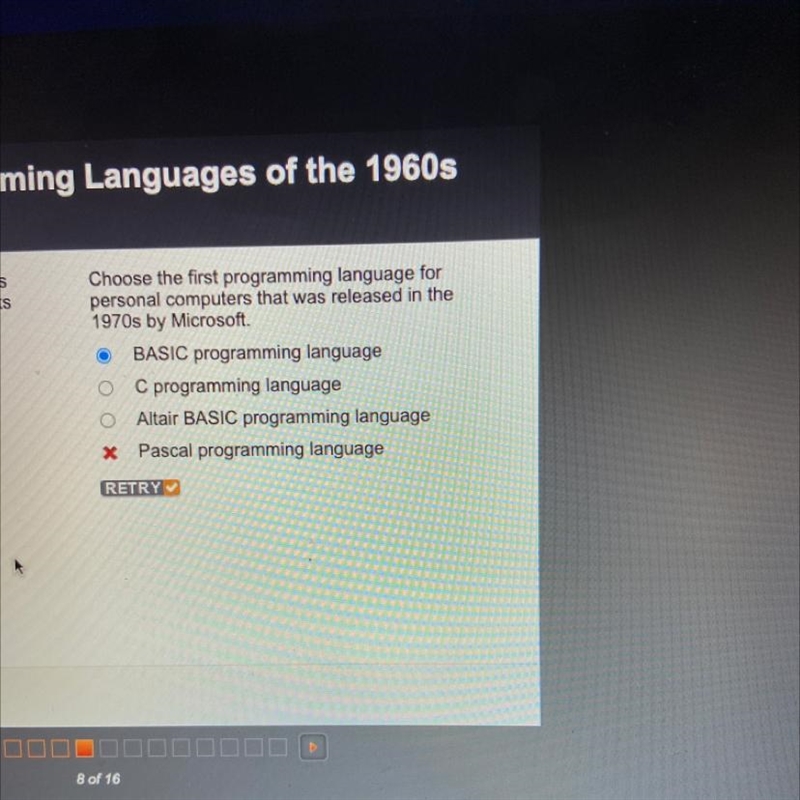 Choose the first programming language for personal computers that was released in-example-1