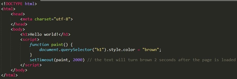 Write a script in HTML for displaying your name in brown color.-example-1