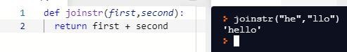 Write a Python function that join the two string and print it ​-example-1