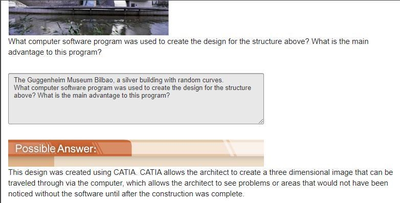 Answer the following question in 1-2 complete sentences. The Guggenheim Museum Bilbao-example-1