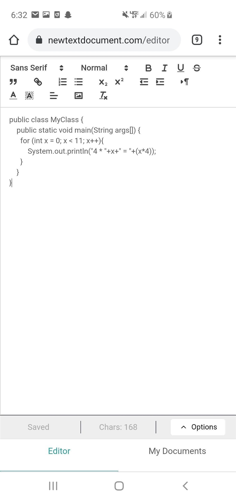 4.2.10: Multiplication Table: Create a program using a for loop which will print out-example-1