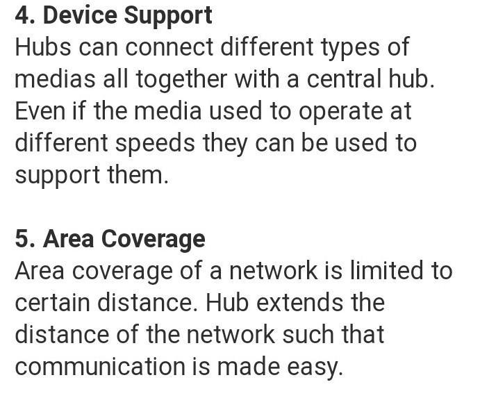 Hubs hardware advantage's and disadvantages​-example-2