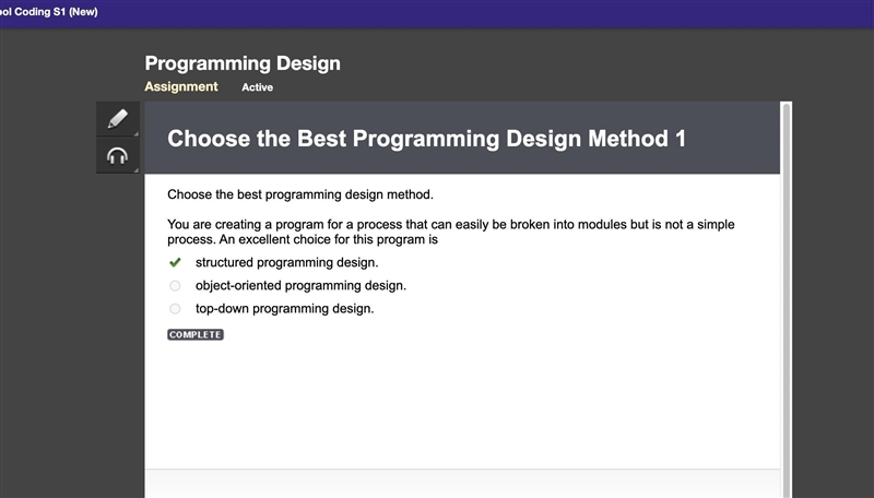 Which of these is not a common type of programming design? ~object-oriented design-example-1