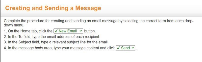 Complete the procedure for creating and sending an email message by selecting the-example-1