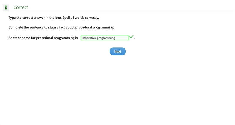 Complete the sentence to state a fact about procedural programming. Another name for-example-1