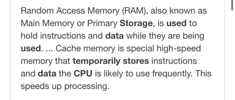 The memory used by the CPU to temporarily hold data while processing is called what-example-1