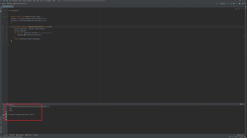 Write a method named isNumericPalindrome that accepts an integer parameter named num-example-1