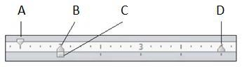 Which is the hanging indent on the ruler? A B C D-example-1