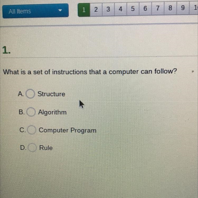 What are a set of instructions that a computer can follow-example-1