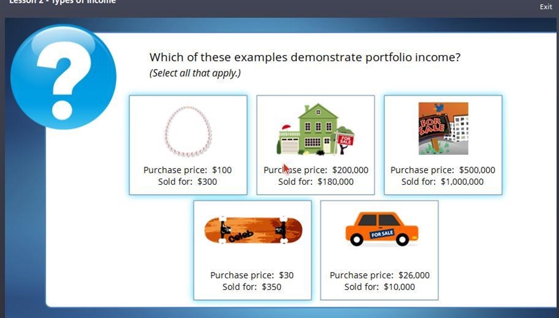 Which of these examples demonstrate portfolio income?-example-1