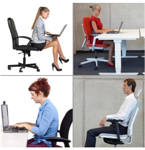 Which images show employees using correct posture while sitting on their chairs at-example-1